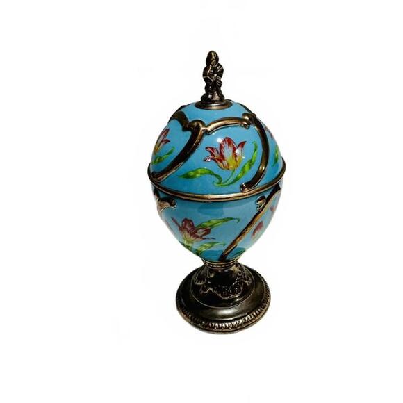 Vintage Franklin Mint 'House of Faberge' Musical Easter Egg Tulip Our Love - Picture 5 of 8